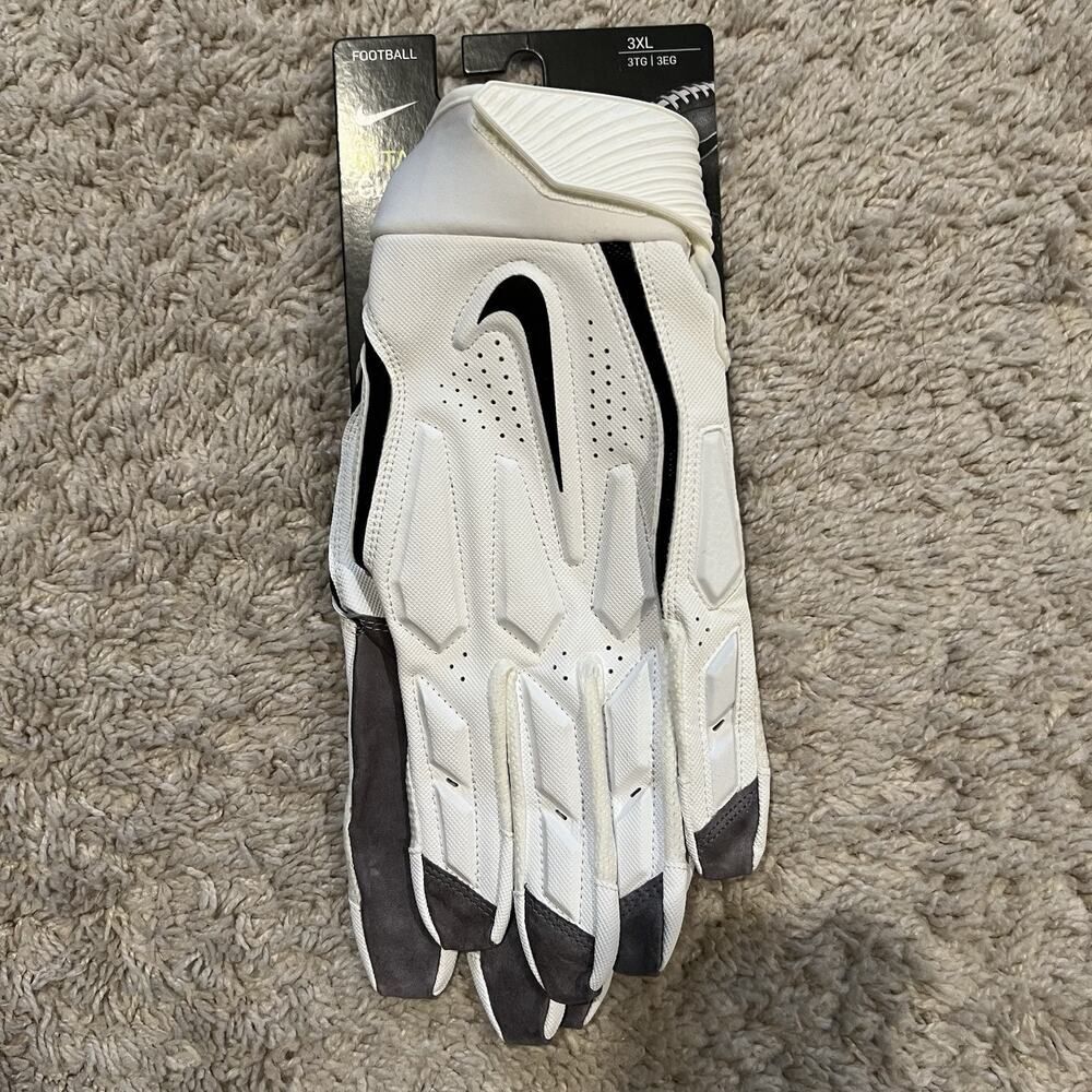 Nike D-Tack 6.0 Lineman Football Gloves NFL White/Black PGF946-184 Mens Size 3XL